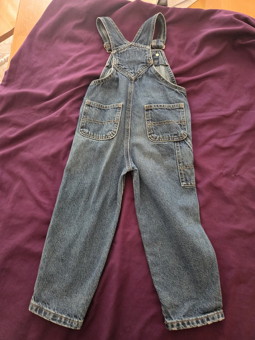 Old Navy Blue Denim Women's Overalls with Brass Hardware